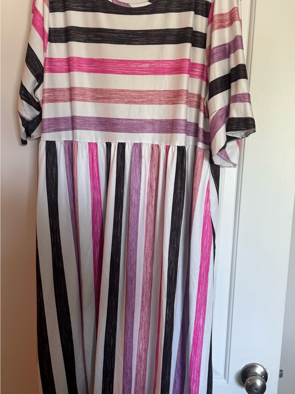 SHEIN Pink, Black & Purple Striped Casual Girls Dress